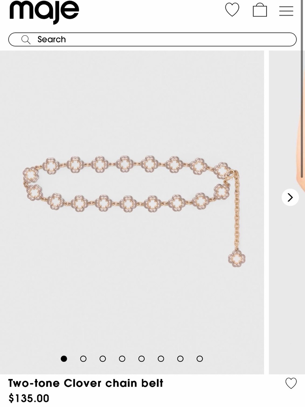 Maje Two-Tone Clover Chain Belt in Rose Gold and Gold
